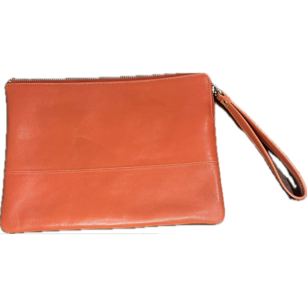 Elegant Orange Leather Clutch